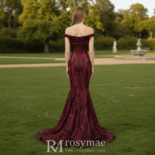 Off the Shoulder Sequined Gowns for the Mother of the Bride Dress - Rosymae
