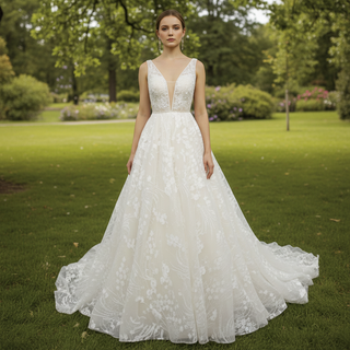 Off The Shoulder Backless Lace Bridal Wedding Dress