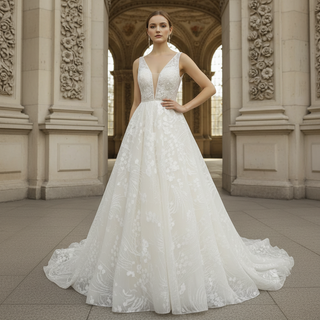 Off The Shoulder Backless Lace Bridal Wedding Dress