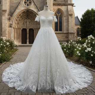 Floral Lace Appliqued Wedding Dresses