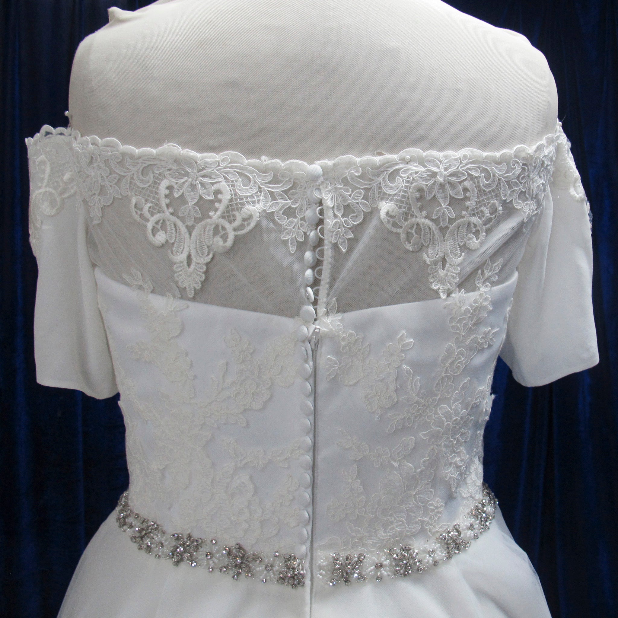 A-line Short-Sleeve Off-The-Shoulder Tulle Plus size Wedding Dress Ivory / 24W A-line Short-Sleeve Off-The-Shoulder Tulle Plus size Wedding Dress Ivory / 24W