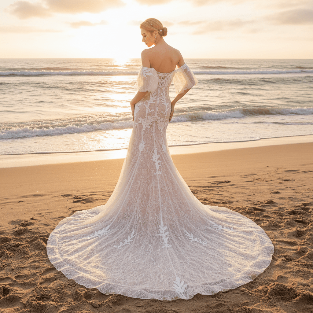 vestido de novia de cola de pez