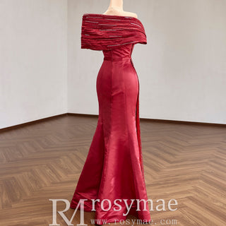 Off the Shoulder Sparkly Party Dress Mermaid Evening Gown with Detachable Train - Mermaid - Rosymae