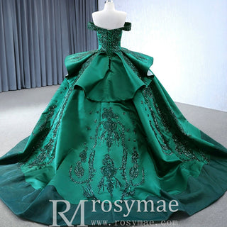 Off the Shoulder Sparkly Wedding Gown Ruffle Puffy Quince Dress - Rosymae