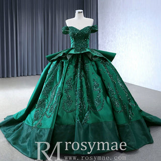Off the Shoulder Sparkly Wedding Gown Ruffle Puffy Quince Dress - Rosymae
