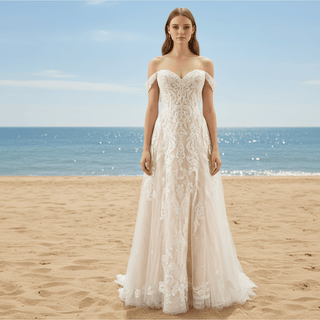 Off the Shoulder Sweetheart A-Line Wedding Dress for Bride - Rosymae