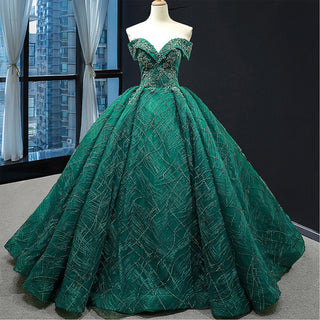 Off The Shoulder Sweetheart Ball Gown Sparky Quinceanera Prom Dresses - Rosymae