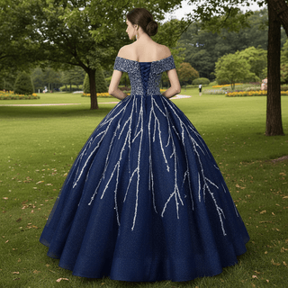 Off The Shoulder Sweetheart Ball Gown Sparky Sequins Quinceanera Dress - Rosymae