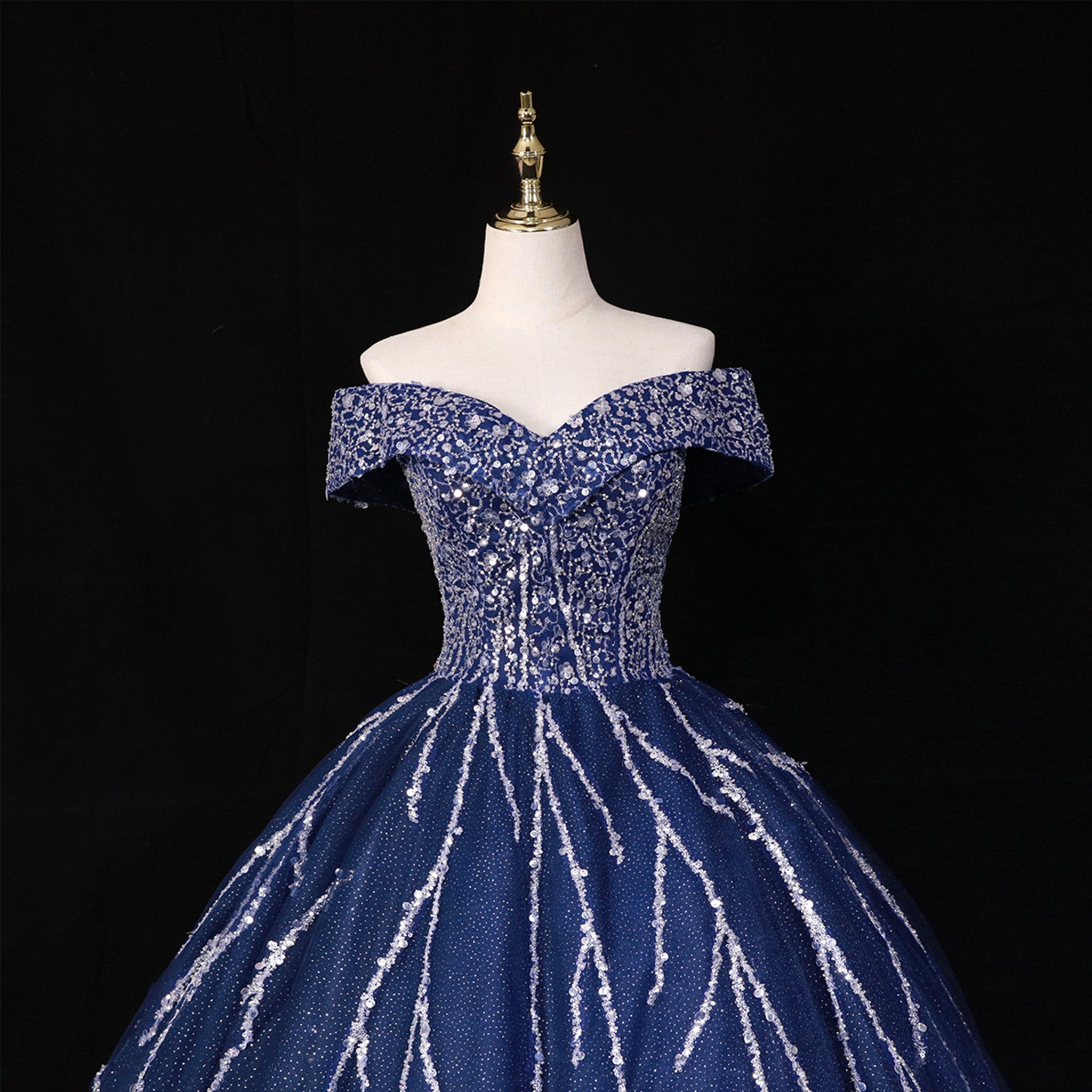 Off The Shoulder Sweetheart Ball Gown Sparky Sequins Quinceanera Dress - Rosymae