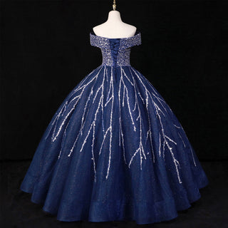Off The Shoulder Sweetheart Ball Gown Sparky Sequins Quinceanera Dress - Rosymae