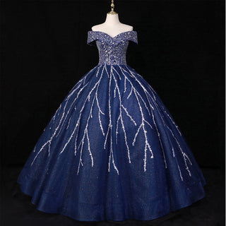 Off The Shoulder Sweetheart Ball Gown Sparky Sequins Quinceanera Dress - Rosymae