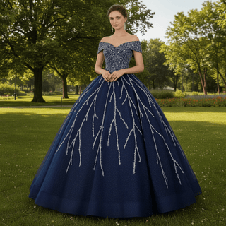 Off The Shoulder Sweetheart Ball Gown Sparky Sequins Quinceanera Dress - Rosymae