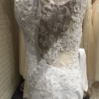 Off-the-Shoulder Trumpet Wedding Dress with Three-Quarter Sleeves - Rosymae