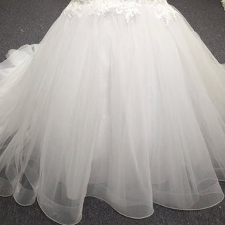 Off-the-Shoulder Trumpet Wedding Dress with Three-Quarter Sleeves - Rosymae