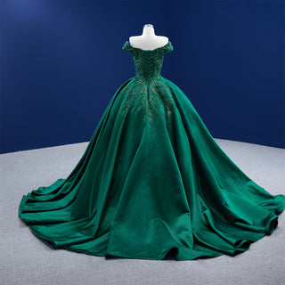 Off The Shoulder V-neck Ball Gown Lace Applique Quinceanera Dress - Rosymae