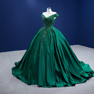 Off The Shoulder V-neck Ball Gown Lace Applique Quinceanera Dress - Rosymae