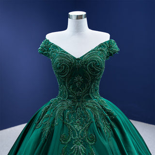 Off The Shoulder V-neck Ball Gown Lace Applique Quinceanera Dress - Rosymae