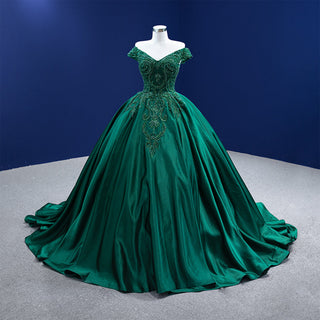 Off The Shoulder V-neck Ball Gown Lace Applique Quinceanera Dress - Rosymae