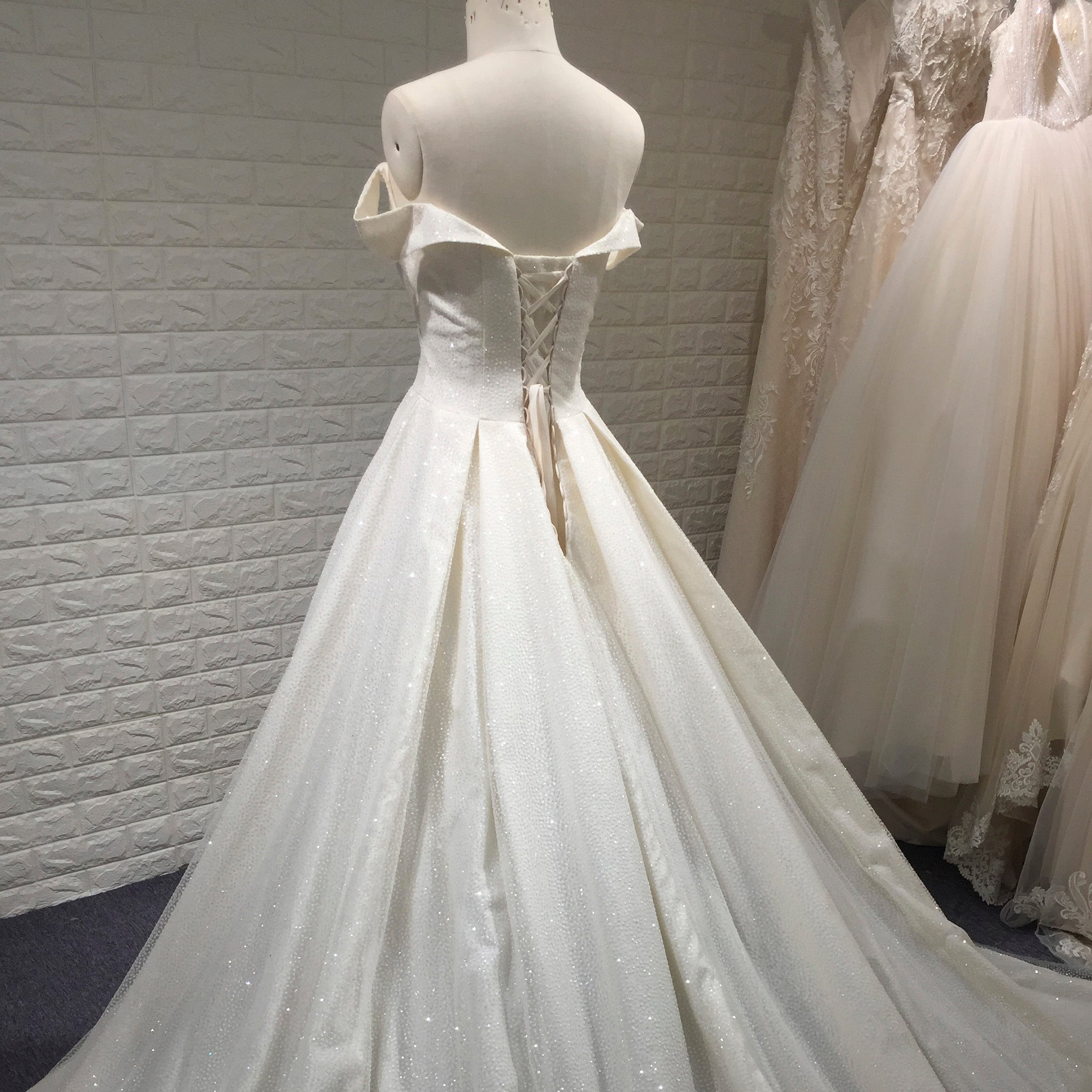 Elegant Off-the-Shoulder Classic Wedding Dresses with V-neck Rosymae Elegant Off-the-Shoulder Classic Wedding Dresses with V-neck Rosymae