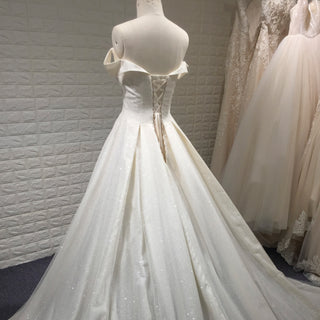 Elegant Off-the-Shoulder Wedding Dresses with V-neck