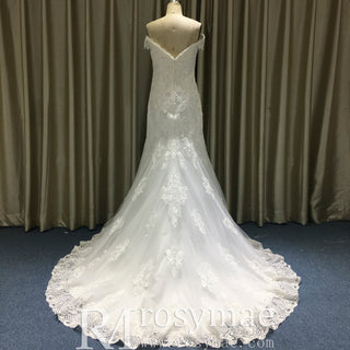 Classic Lace Mermaid Wedding Dress with Off the Shoulder for Elegant Brides