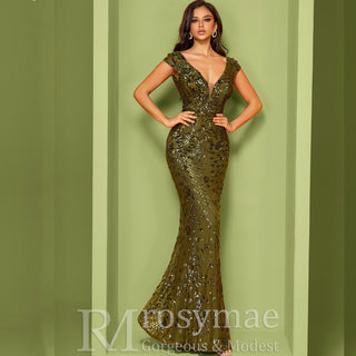 Temperament Slim Formal Evening Dress Mermaid Sequins Prom Dresses