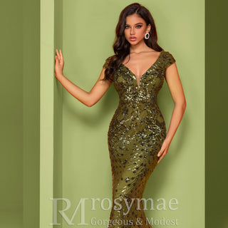 Temperament Slim Formal Evening Dress Mermaid Sequins Prom Dresses