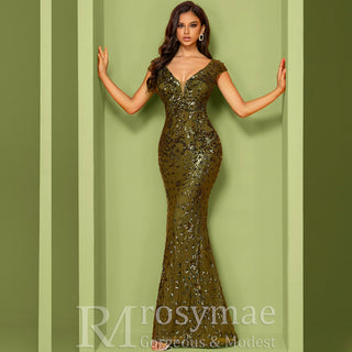 Temperament Slim Formal Evening Dress Mermaid Sequins Prom Dresses