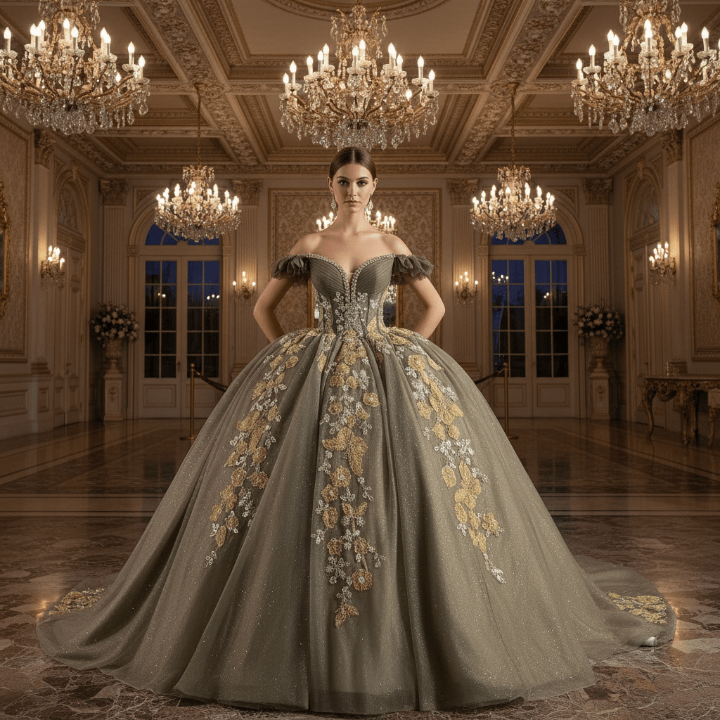 Olive Green Off Shoulder Quinceanera Dress Robes De Soirée Vestidos De 15 Anos - Rosymae