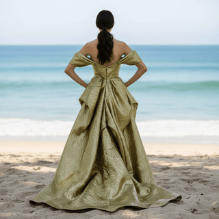Olive Off the Shoulder Hi Lo Formal Dresses Party Gowns - Rosymae