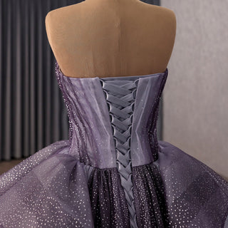 Ombre Purple-to-Grey Ball Gown with Cascading Tulle Ruffles Quinceanera Dress - Rosymae