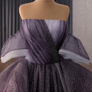 Ombre Purple-to-Grey Ball Gown with Cascading Tulle Ruffles Quinceanera Dress - Rosymae