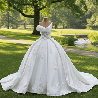 One Sholulder Ball Gown Wedding Dress with Asymmetrical Neckline - Rosymae