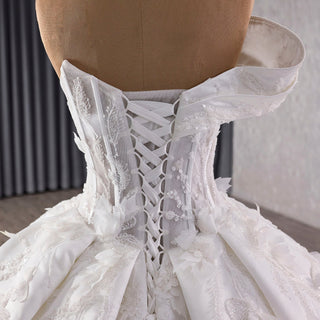 One Sholulder Ball Gown Wedding Dress with Asymmetrical Neckline - Rosymae