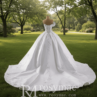 One Sholulder Ball Gown Wedding Dress with Asymmetrical Neckline - Rosymae