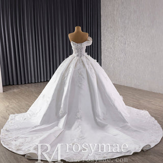 One Sholulder Ball Gown Wedding Dress with Asymmetrical Neckline - Rosymae