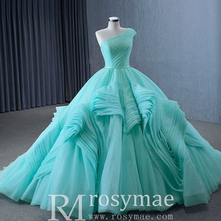 One Shoulder Ball Gown Quinceanera Dress with Court Train - Rosymae