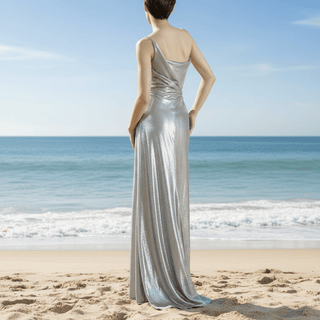 One Shoulder Grey Formal Dresses and Evening Gowns - Rosymae
