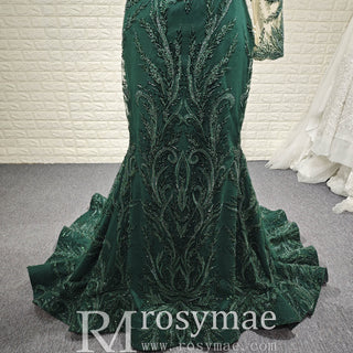 One-Shoulder Hunter Green Mermaid Formal Gown - Rosymae