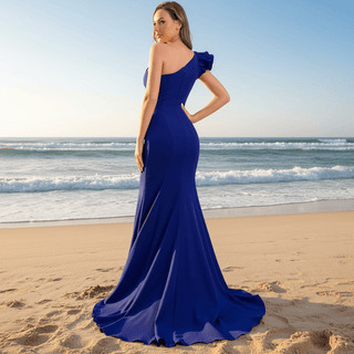 One Shoulder Prom Gowns Single Strap Wedding Guest Dresses - Rosymae