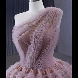 One Shoulder Ruffle Ball Gown Luxury Princess Quinceanera Dress - Rosymae