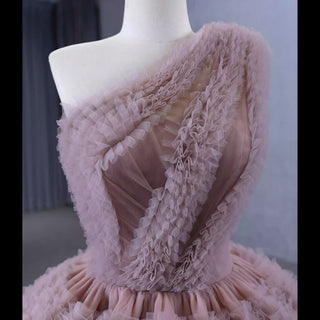 One Shoulder Ruffle Ball Gown Luxury Princess Quinceanera Dress - Rosymae