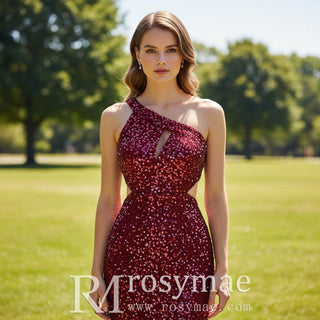 One Shoulder Sequin Evening Gowns Party Fomal Dresses for Women - Rosymae