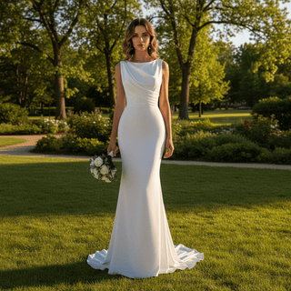 Open Back Backless Simpler Mermaid Wedding Dress - Rosymae