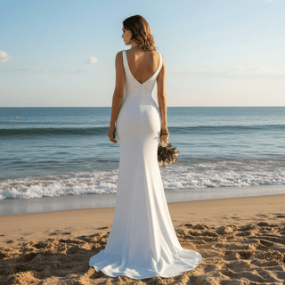 Open Back Backless Simpler Mermaid Wedding Dress - Rosymae