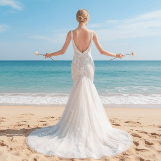 Open Mermaid Wedding Dress Bridal Gown with Plunging - Rosymae