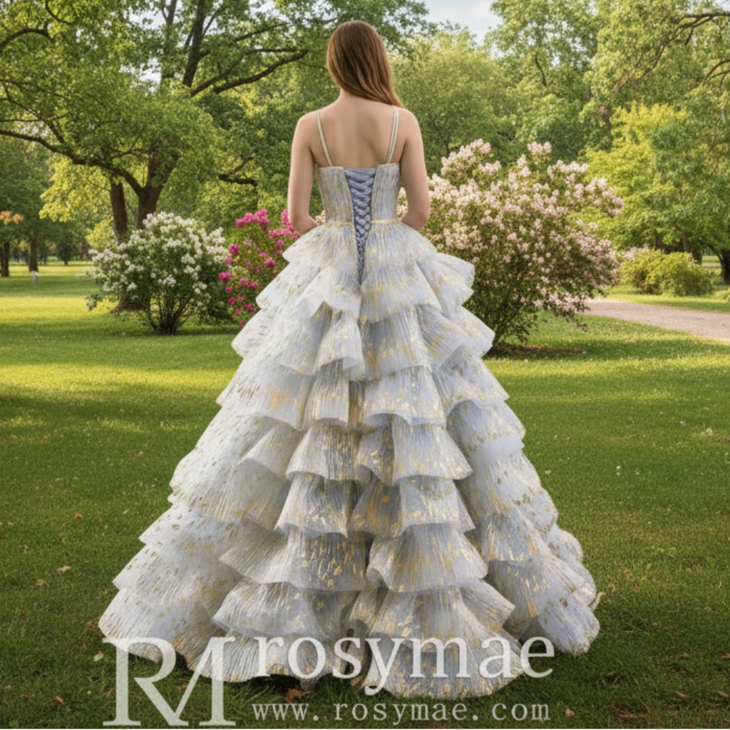 China Blue Cascading Ruffles Glitter Prom Dress Tulle Prom Formal Gown – Rosymae China Blue Cascading Ruffles Glitter Prom Dress Tulle Prom Formal Gown – Rosymae