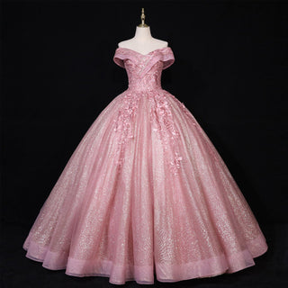 Sparky Off The Shoulder Ball Gown Lace Applique Quinceanera Dresses