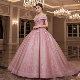 Sparky hors de l'épaule robe de bal dentelle appliques robes de Quinceanera