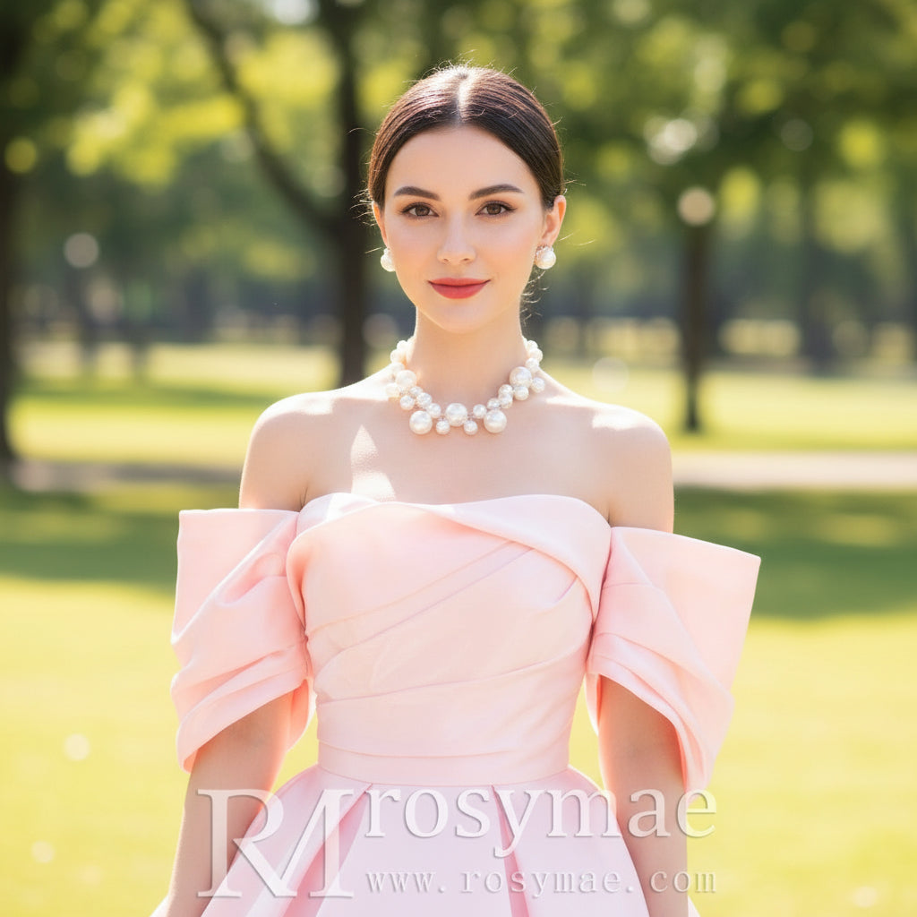 Off the Shoulder Womens Pink Cocktail & Party Dresses Pink / 18W Off the Shoulder Womens Pink Cocktail & Party Dresses Pink / 18W